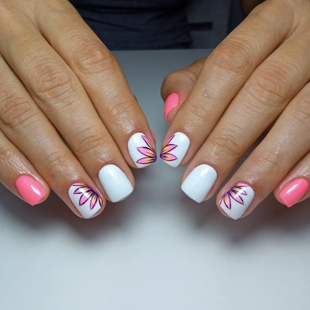 White and Pink Nail Designs