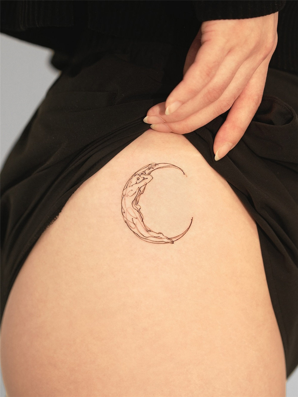 Delicate Moon on Thigh for Women