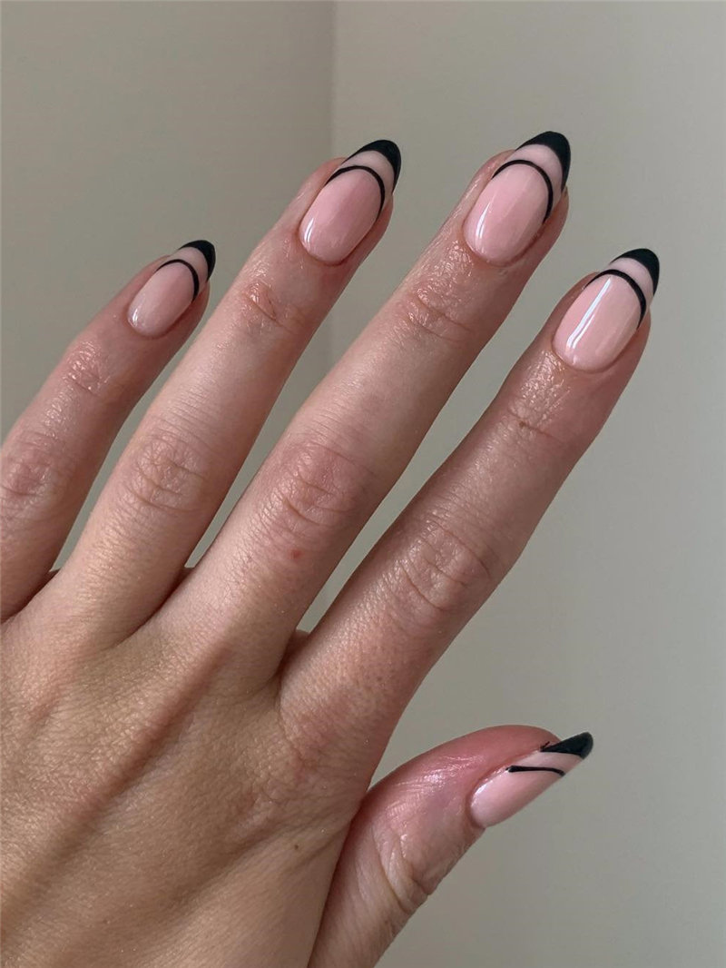 Black Outline French Nails