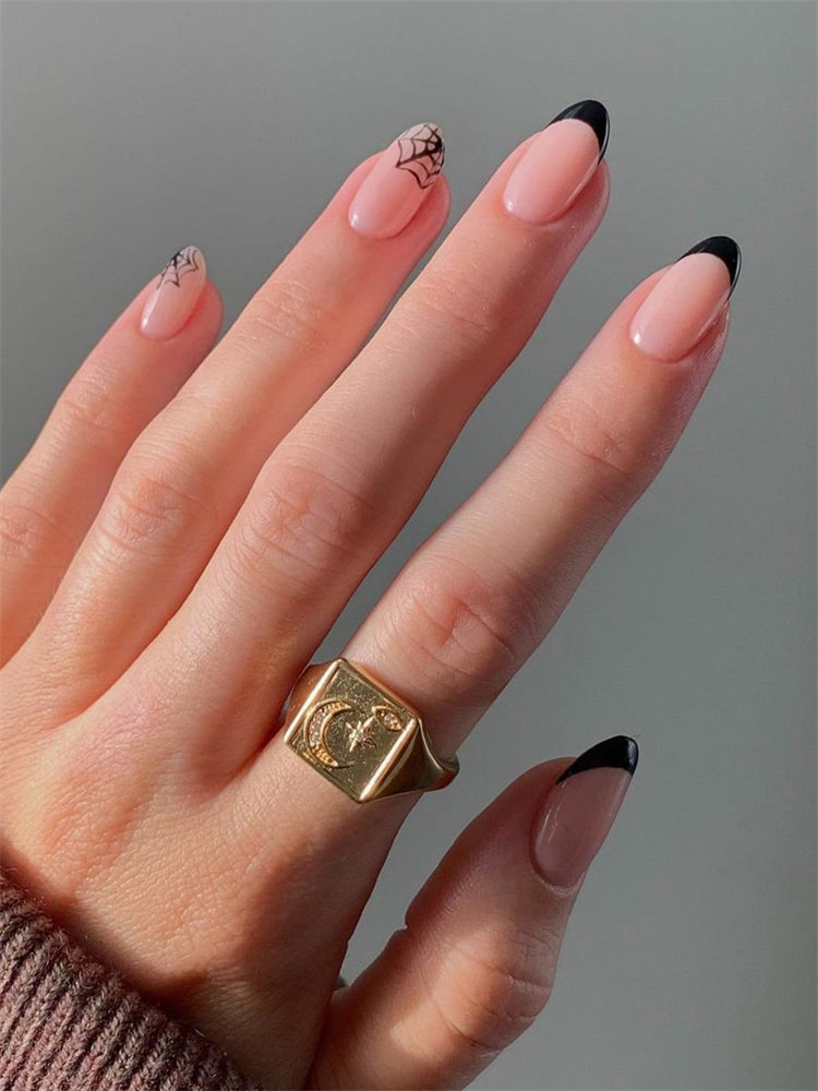 Black French Manicure for Halloween