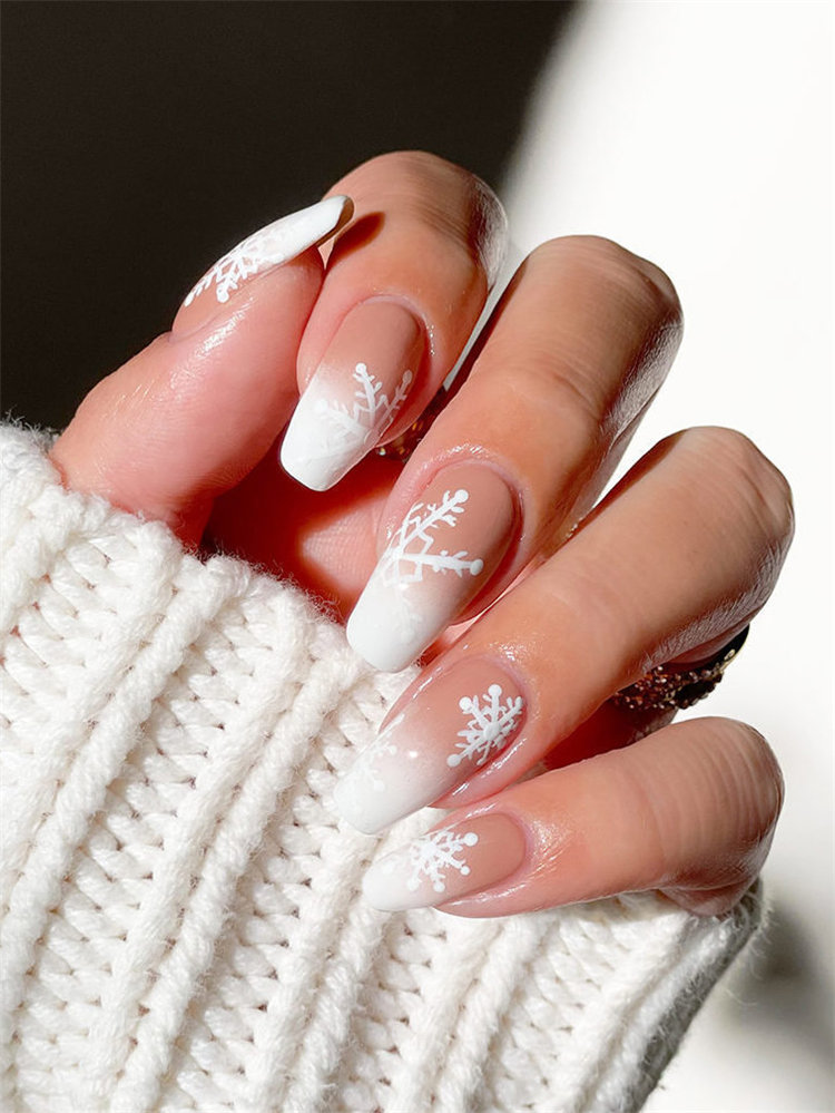 White Snowflake Nail Design Ideas