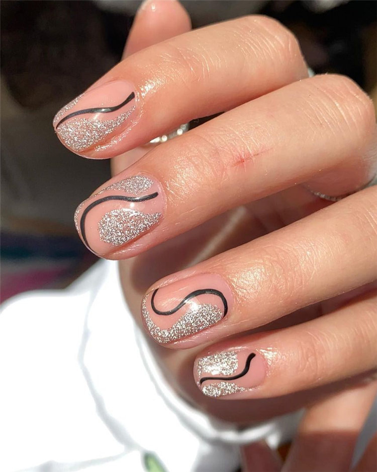 Glitter Swirl Nail Designs