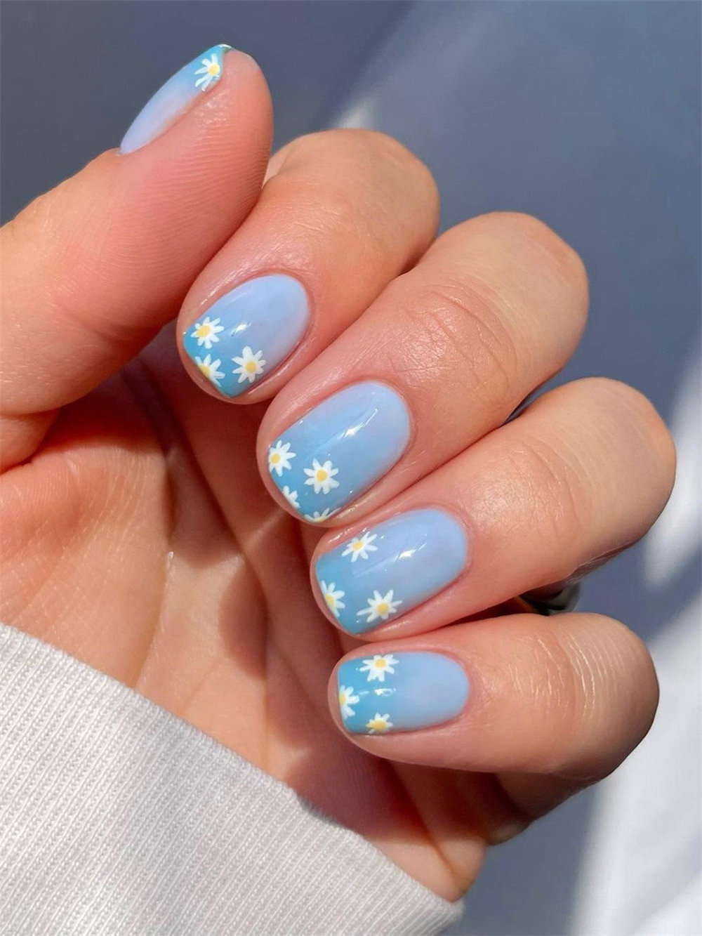 Trendy Blue Ombre Nails