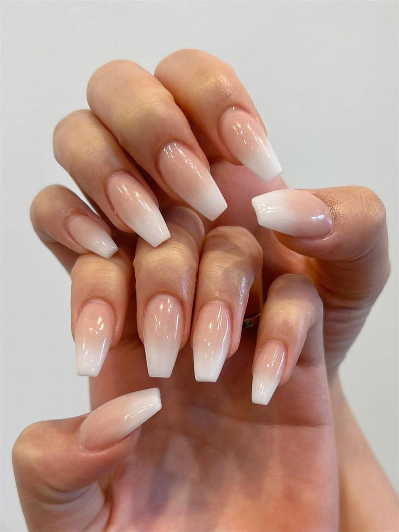 White to Nude Ombre Nails