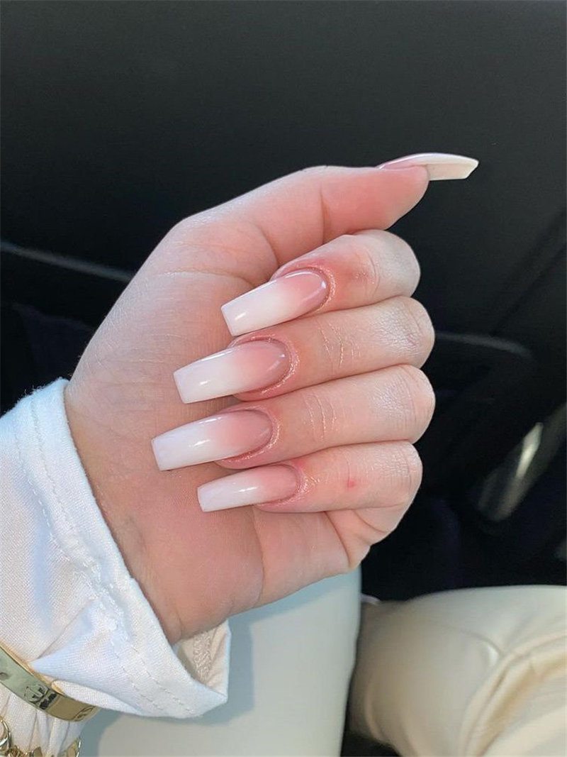 Nude and White Ombre Manicure