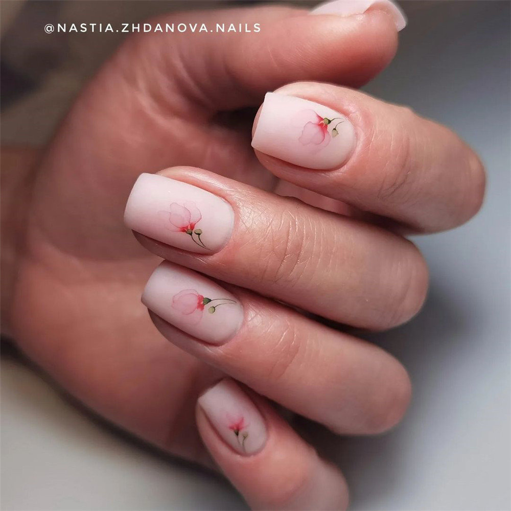 Classy Hand-painted Floral Manicure