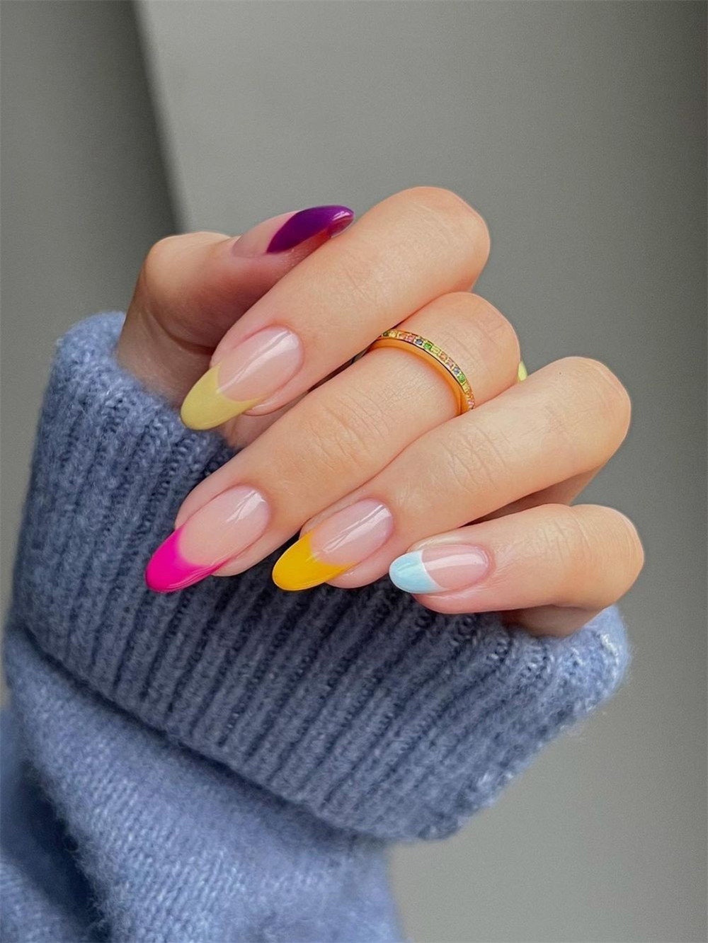 Pastel Rainbow French Tip Nails