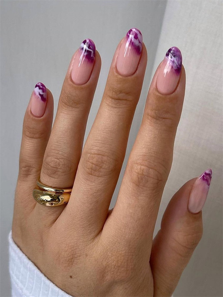 Purple Waves Nail Design