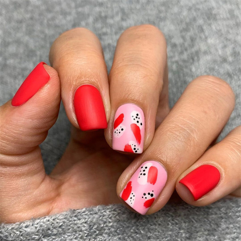 Red and Pink Nail Art Ideas