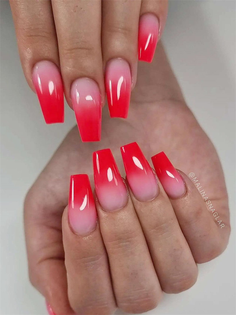 red ombre nails