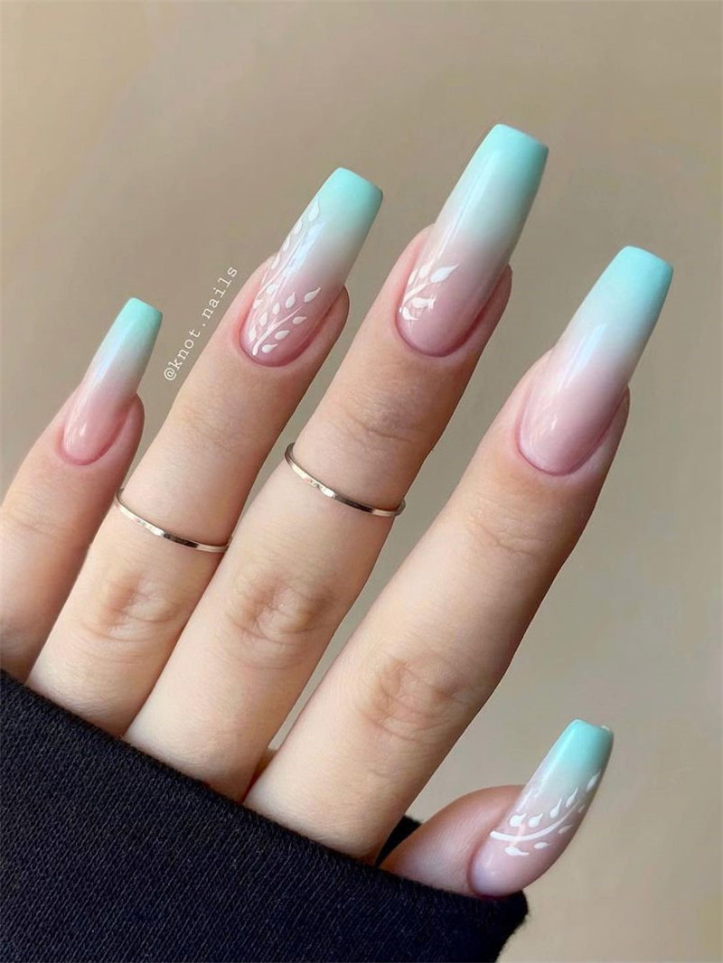 Long Ombre Coffin Nails