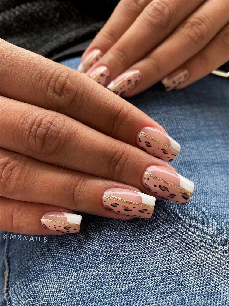 Leopard Nails and French Nails Idea