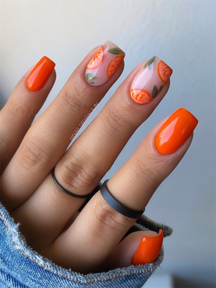 Cute Orange Nails Design Inspiration for the Summer