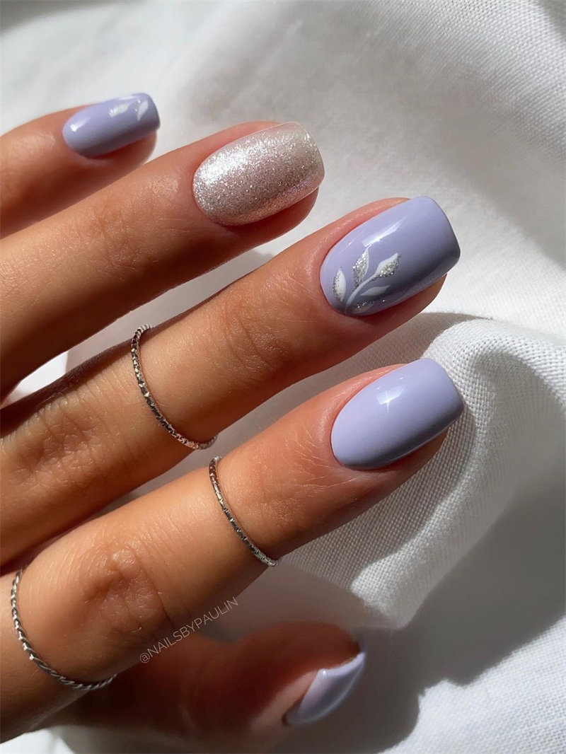 Light Lavender Autumn Nail Design