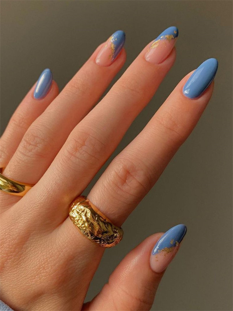 Blue Nails and French Nails Ideas