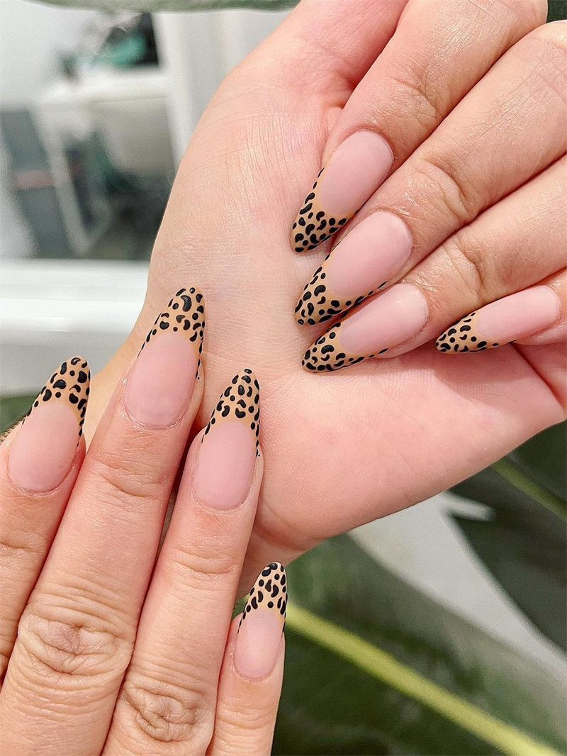 Leopard French Nail Art