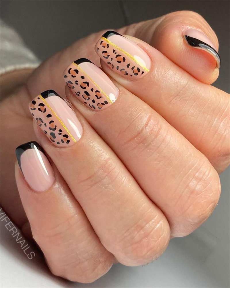 Leopard Nails and French Nail Design