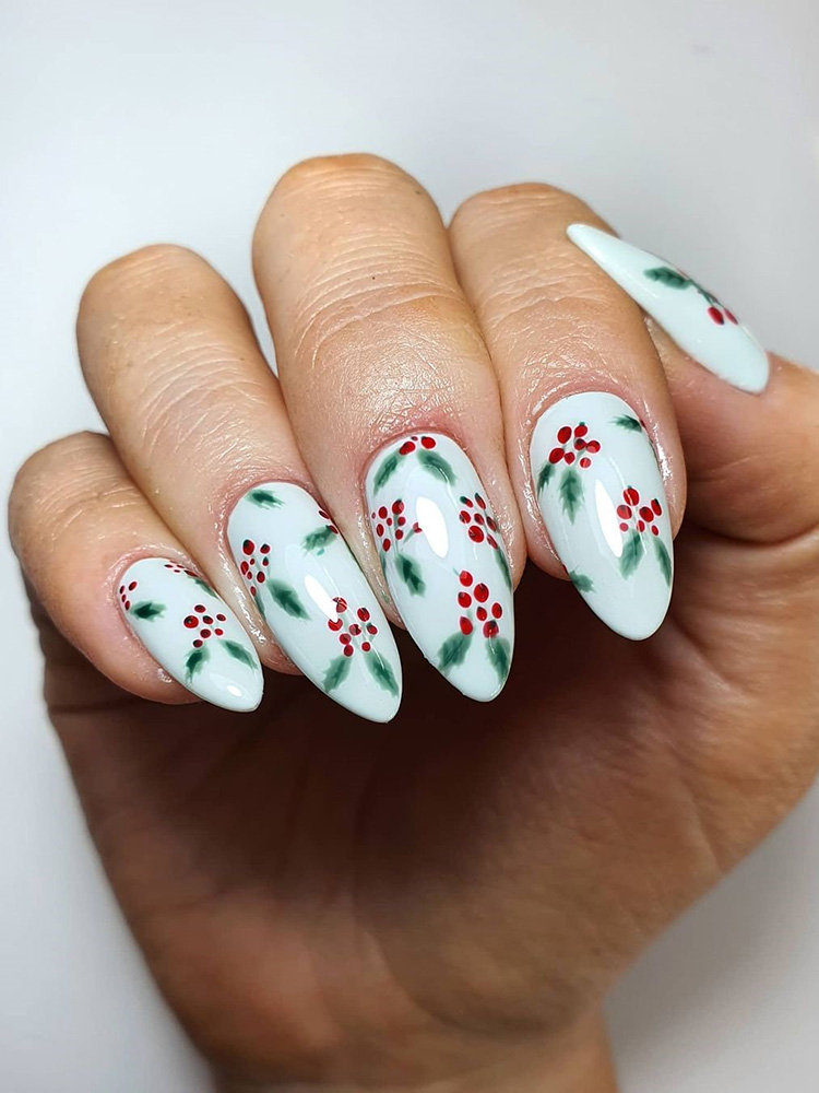 Long Almond Nails Design for Winter