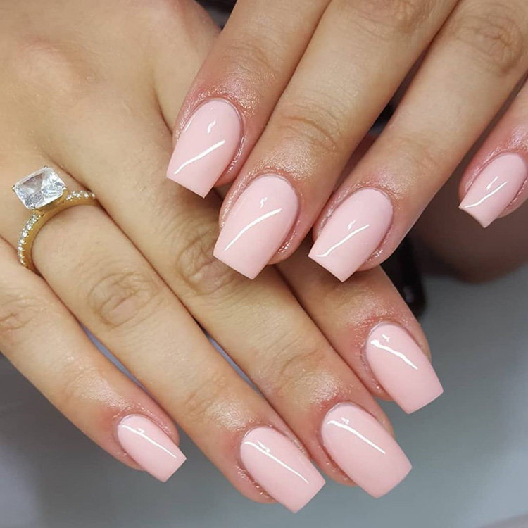 Light Pink Coffin Nails Short Soso Nail Art