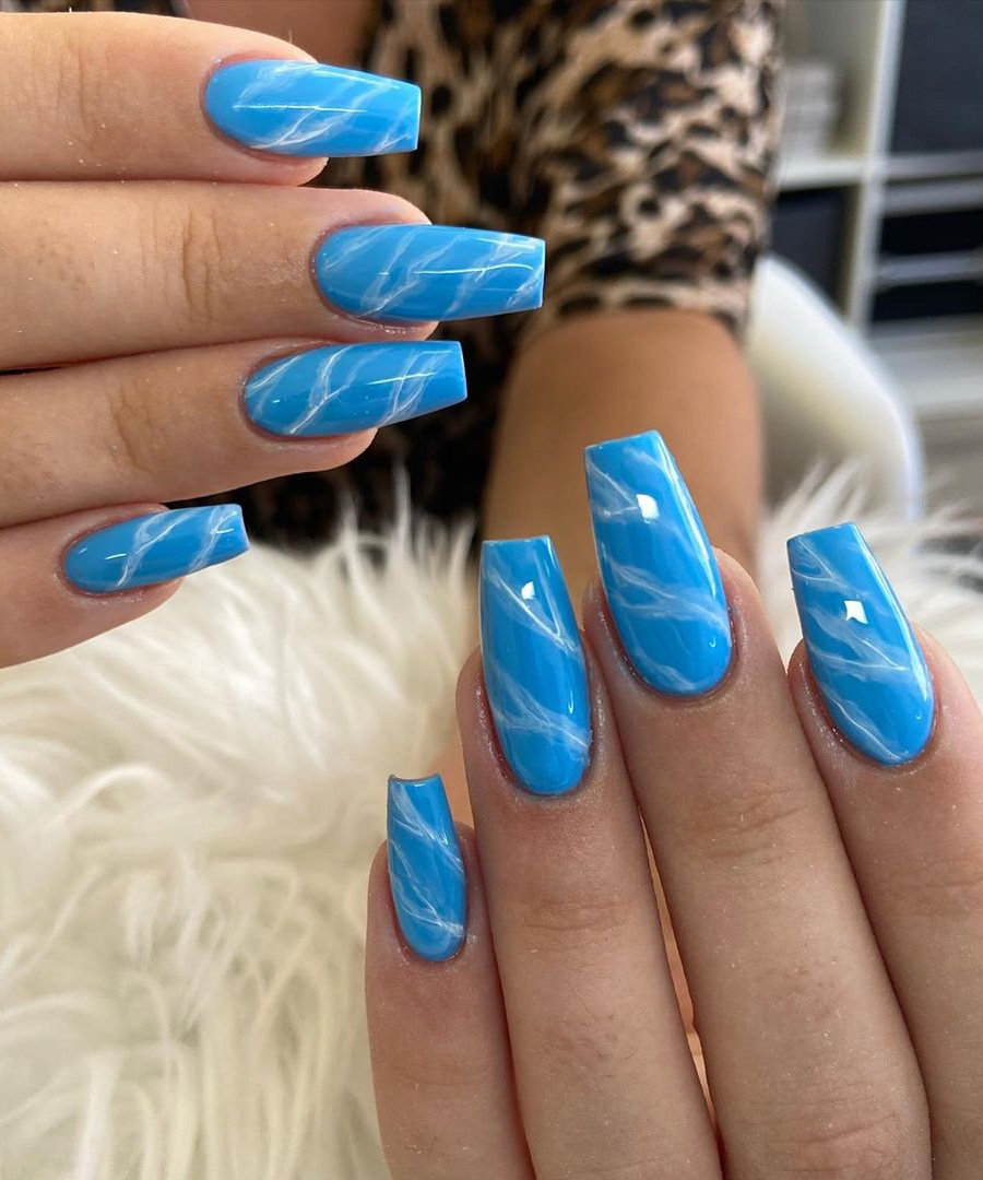 Blue Marble Nails Design