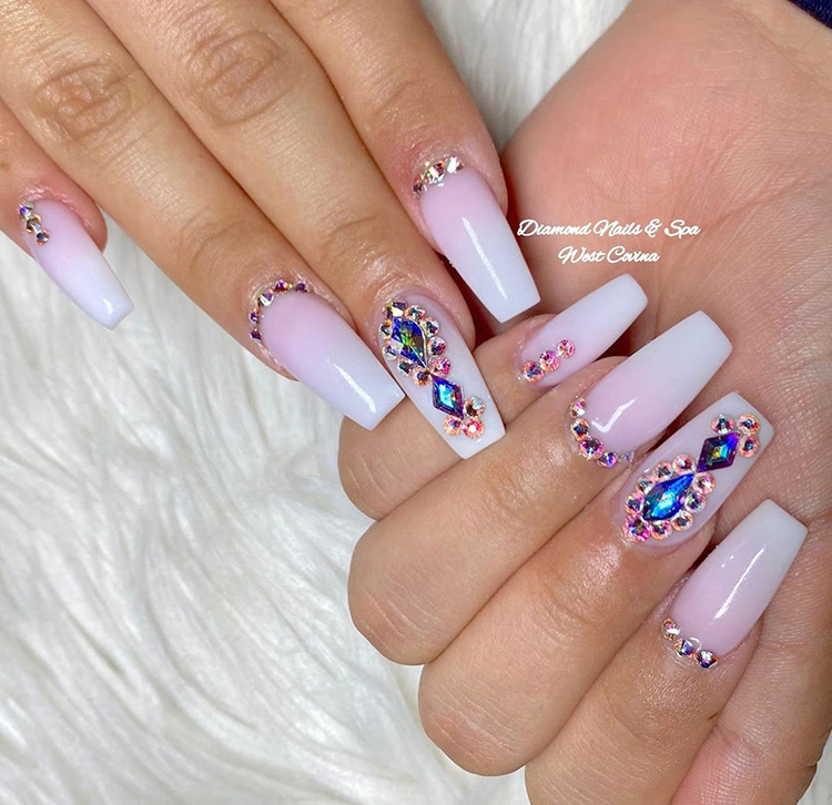 Pink, White Ombre Nails