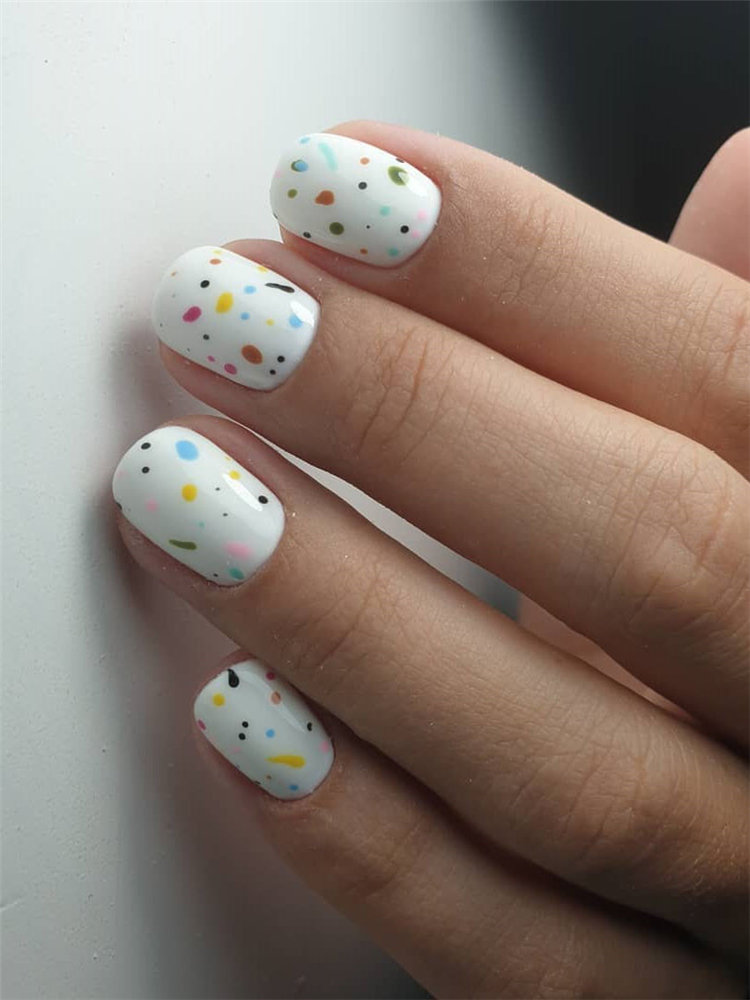 Simple Short White Nails