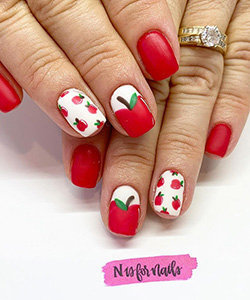 White and Red Nails Design