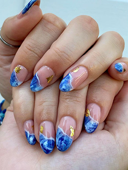 Blue Marble Nails and Wave Nails Design