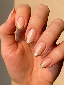 Glitter Gold French Tips Nails