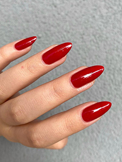 Red Long Almond Shape Nails