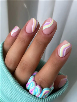 Rainbow Swirls Nail Design Idea