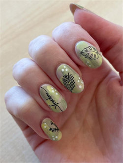 Abstract Plants Outline Nail Art Design