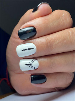 White and Black Nails Idea