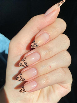 Leopard French Tips Nails Design