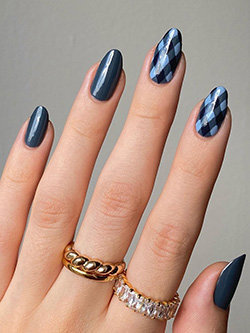 Dark Blue Almond Nails Design