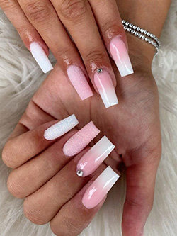 White and Pink Ombre Nail Design