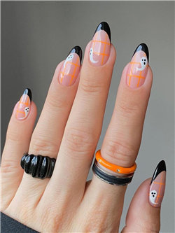 Halloween Black French Nails