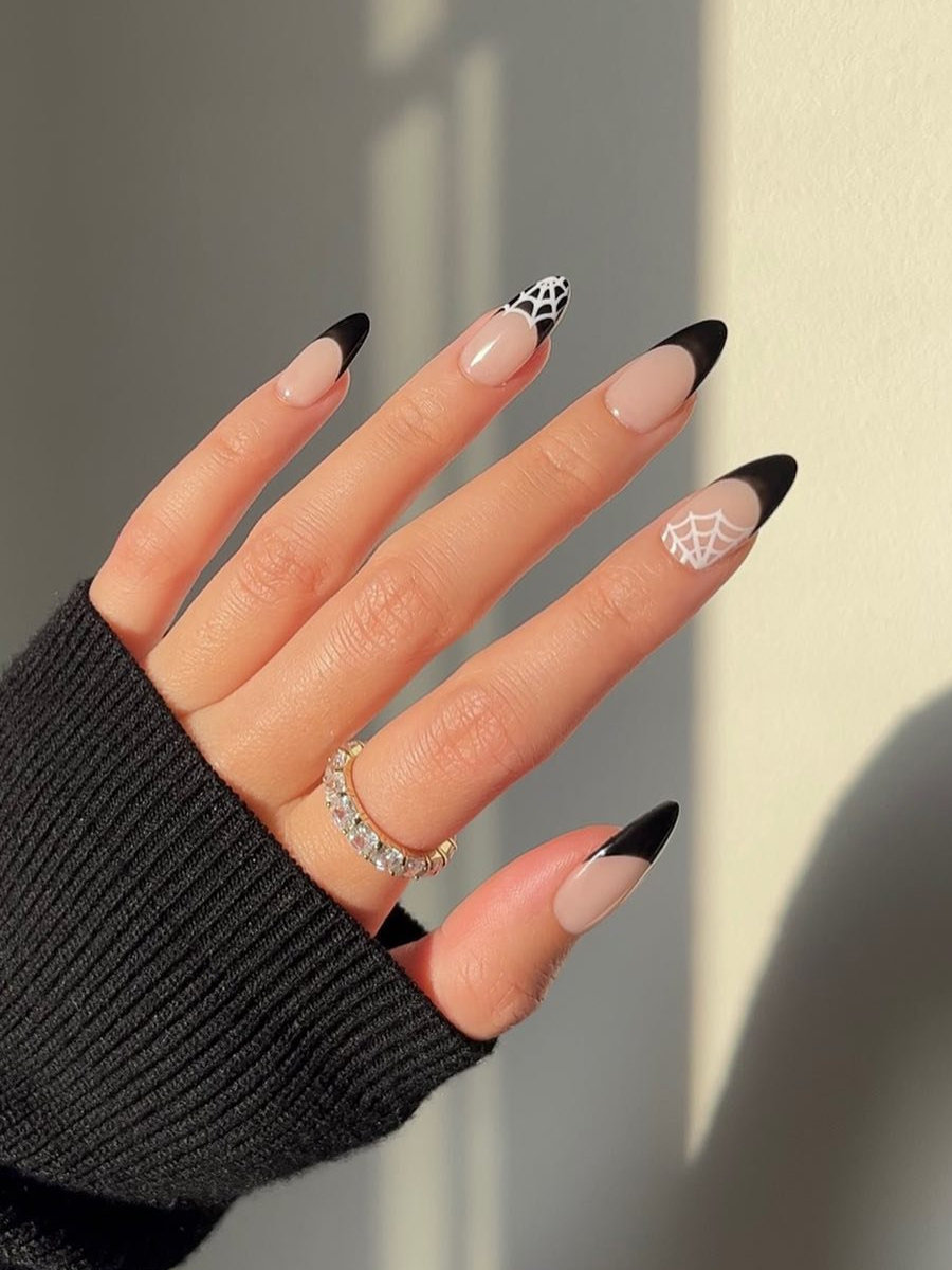 Black French Tip Nails For Halloween
