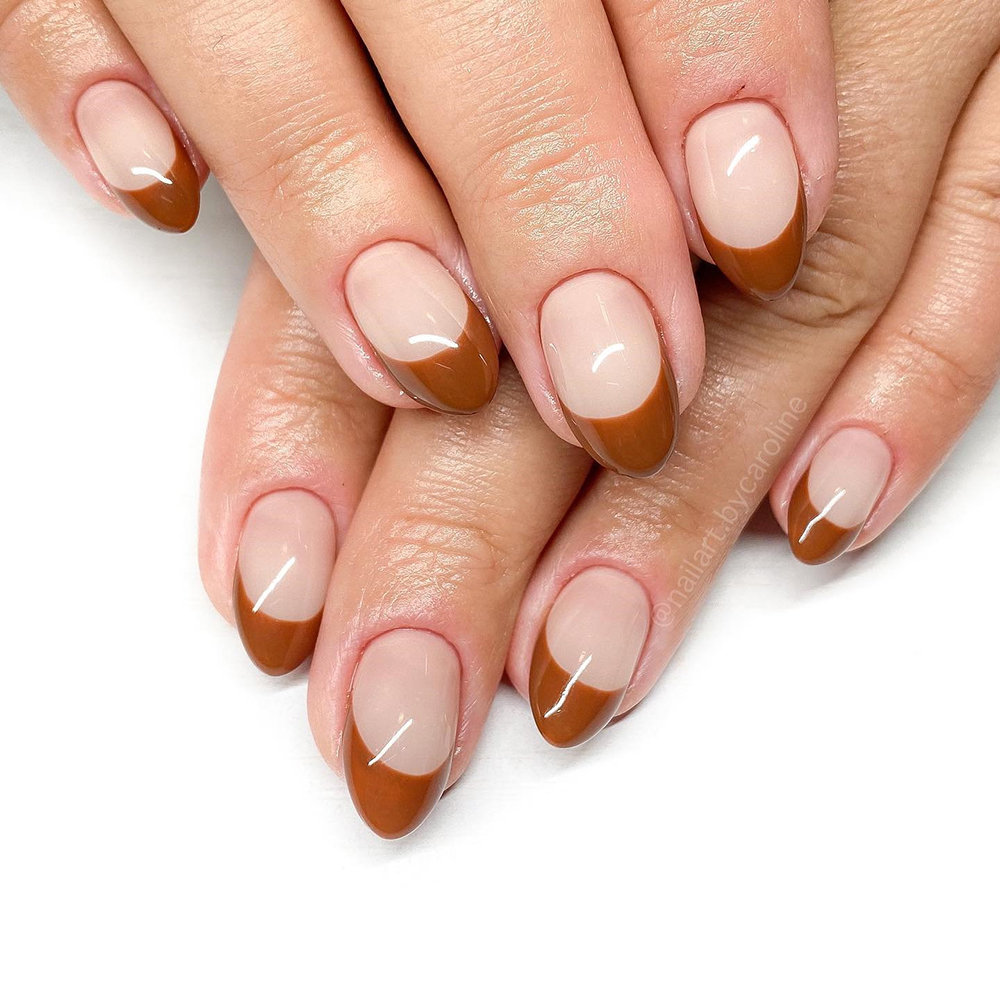 Simple Brown French Tip Nail Art