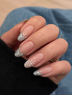 Silver Sparkle French Tips Manicure