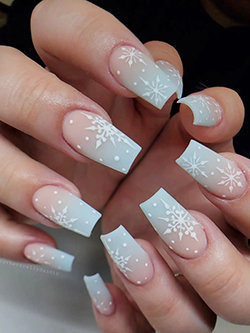 Winter Ombre Manicure with Snowflakes