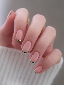 Simple and Elegant Gold Chrome Tip Manicure