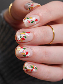 Hand Painted Christmas Garland Nails