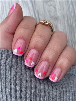 Pink Valentines French Tip Manicure with Heart Shape