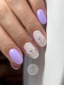 Purple Flower Nail Art for Spring