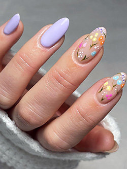 Simple Purple and Flower Nails