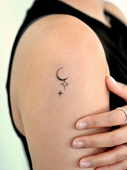 Stars and Moon Tattoo for Women