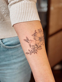 Hummingbird and Peony Tattoo Idea