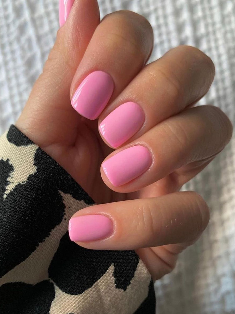 Short Square Round Corners Pink Nails