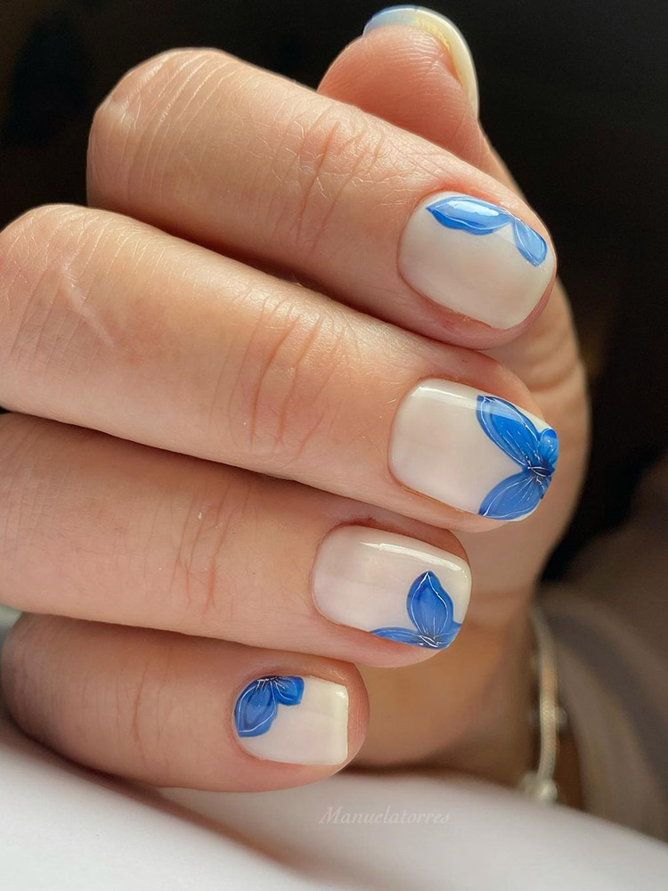 Blue Butterfly Nails Design